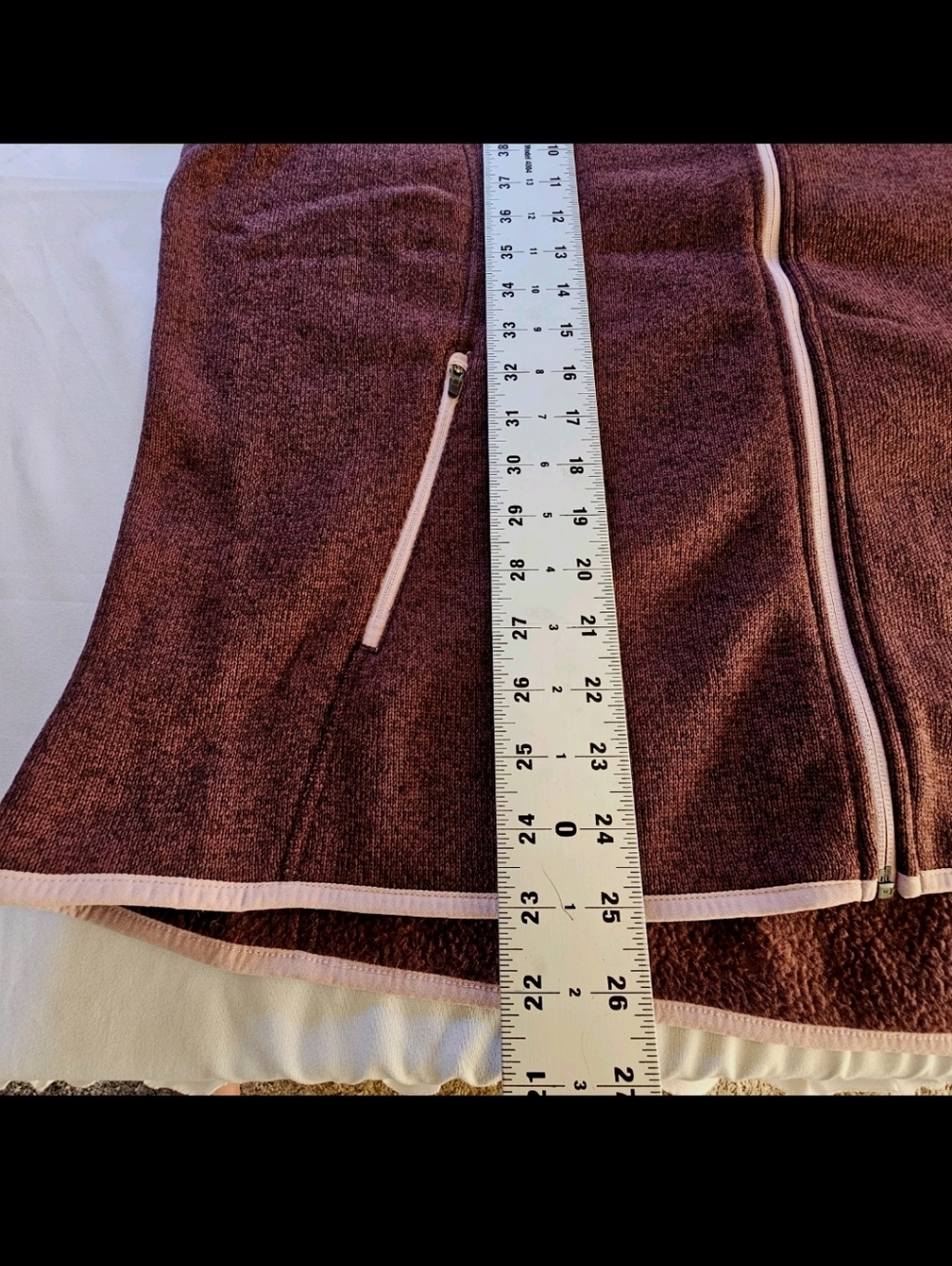 L.L. Bean Pink Burgundy Plum Full Zip Fleece Lined Jacket Sweater size 1XP - Picture 6 of 9